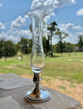Load image into Gallery viewer, Vintage Fisher Crystal Etch Flower Ruffle Edge Sterling Weighted Bud Vase 1197