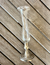 Load image into Gallery viewer, Vintage Fisher Crystal Etch Flower Ruffle Edge Sterling Weighted Bud Vase 1197