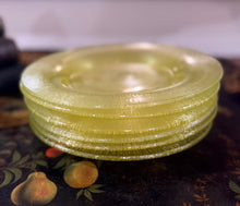 Load image into Gallery viewer, Fenton TOPAZ pattern Stretch Vaseline Glass plates